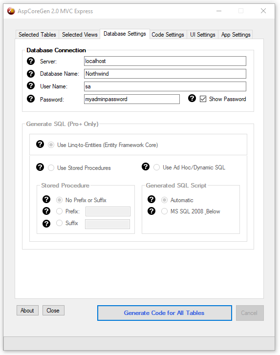 Database Settings