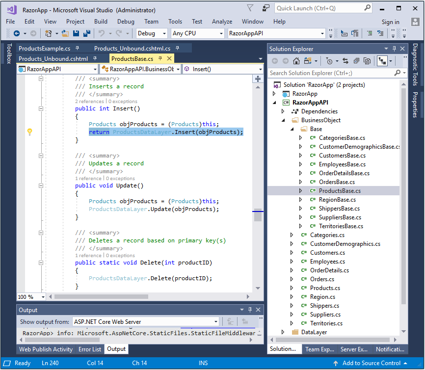 Business Object Accessing Data Layer