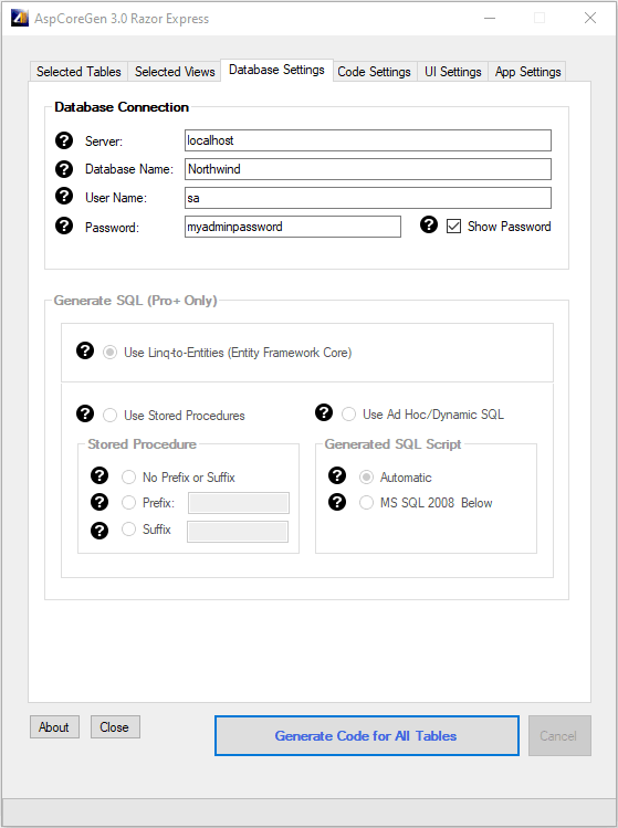 Database Settings