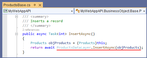 Business Object Accessing Data Layer