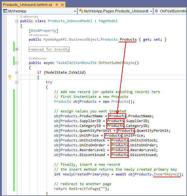 Update Values using Bound Property (Products)