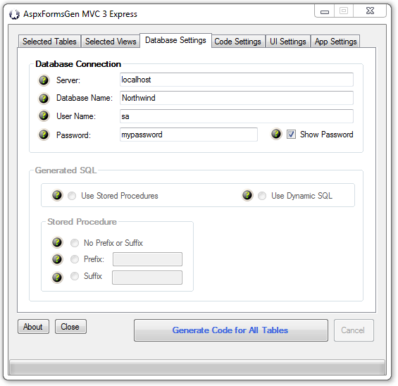 Database Settings