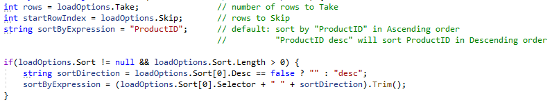 Rows, Skip, Take, Sort Order