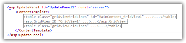 GridView with inline search structure