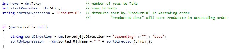 Rows, Skip, Take, Sort Order