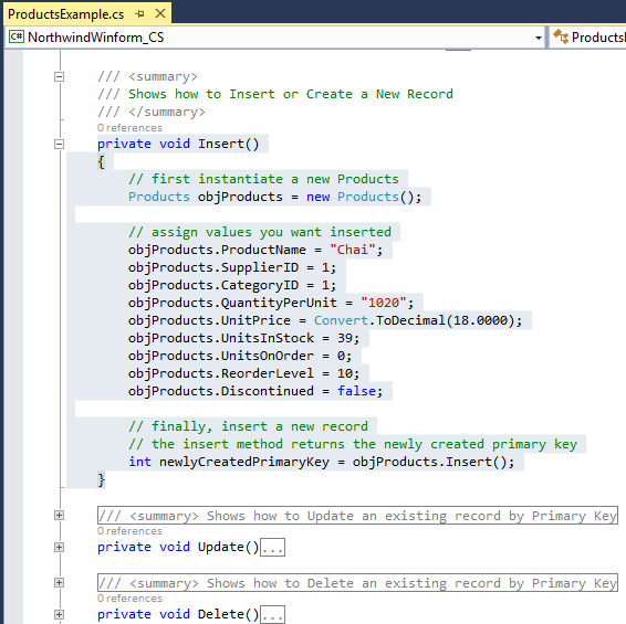 Product Example Insert Method